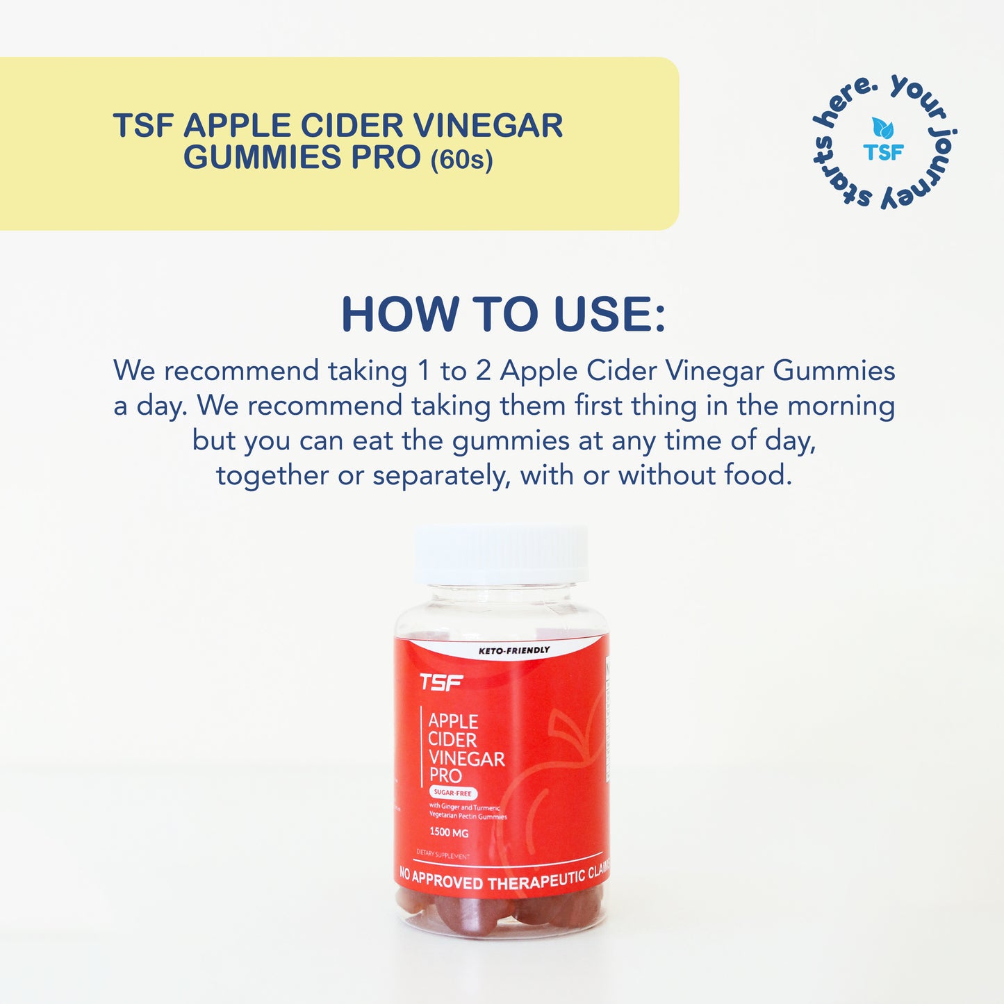 Apple Cider Vinegar PRO Gummies 1500mg 60s (Keto-Friendly and Sugar-Free)